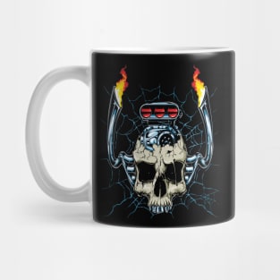 skull with car engine and nitro Mug